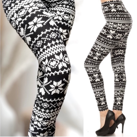 Leggings Depot Pants & Jumpsuits New Buttery Soft Fair Isle Must Have Luxurious Feel Holiday